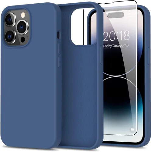 Miniatura 54 de bemal Funda para iPhone 14 Pro con protector de pantalla, silicona líquida de ajuste delgado, forro de microfibra suave, diseñada para mujeres