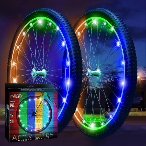 Miniatura 12 de Activ Life Paquete de 2 luces LED para ruedas de bicicleta con baterías incluidas, obtén un 100% más brillante y visible desde todos los ángulos