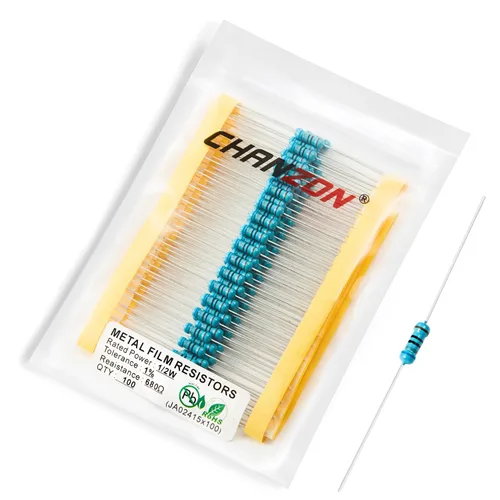 Miniatura 55 de Chanzon - 100 resistencias de película metálica 1/2 W (0.5 W) 10 Ω ohmios ±1% de tolerancia 10R MF, resistencias de agujero pasante con limitación