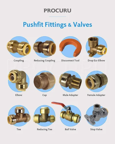 Miniatura 5 de PROCURU Paquete de 1 válvula de parada angular PushFit de 1/2 pulgada nominal x 3/8 pulgadas de diámetro exterior Comp, válvula de cierre de latón