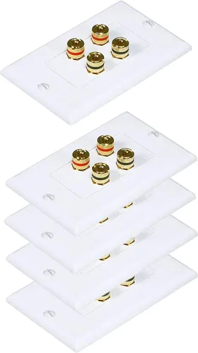 Miniatura 2 de iMBAPrice 2 conectores tipo acoplador Banana Plug Binding Post Wall Plate para 1 altavoces