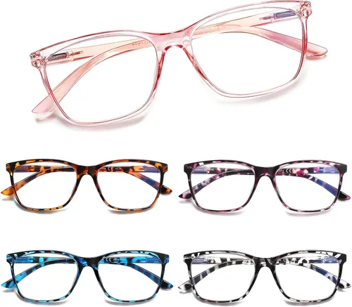SIGVAN Lentes de lectura para mujer, con bloqueo de luz azul, bisagra de resorte, diseño de moda, lentes con estampado para mujer Mezcla C5