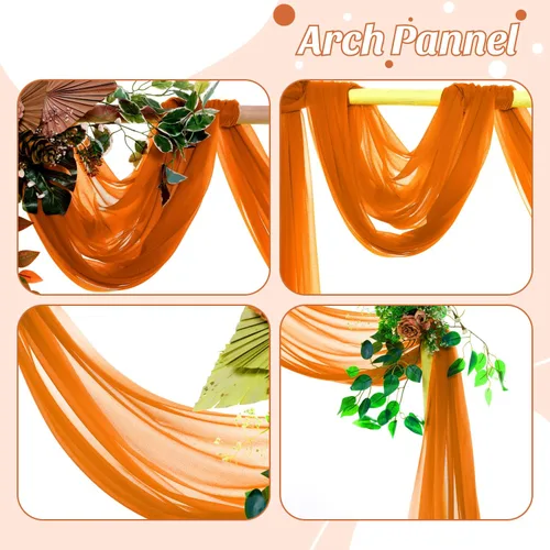 Miniatura 5 de MDS Paquete de 2 paneles de cortina para arco de boda (30 pulgadas de ancho x 20 pies de largo) tela de gasa transparente para boda, ceremonia