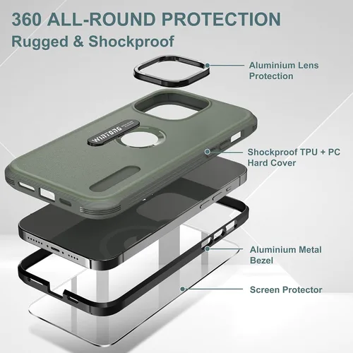 Miniatura 2 de WINTONG Funda magnética compatible con iPhone 13 Pro Max de 6.7 pulgadas, protección de cuerpo completo, resistente a prueba de golpes, funda rígida