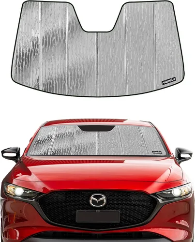 Miniatura 7 de Pigenius Parasol de parabrisas para Mazda 3 2019-2025 (Sedan/Hatchback), acabado plateado metálico