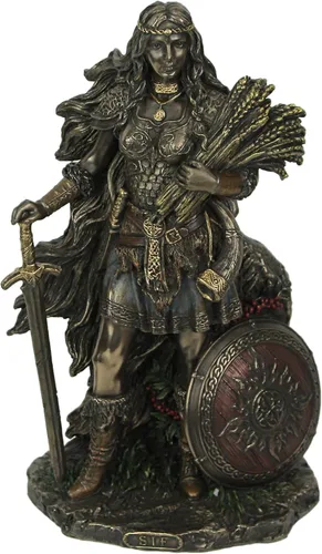Veronese Design Lady SIF - Escultura de resina de la diosa nórdica de la tierra y de la familia, de 8 5/8 pulgadas, acabado en bronce