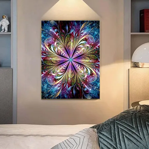 Miniatura 7 de Kits de pintura de diamantes de mandala 5D para adultos, kit de arte de diamantes de flor de fantasía para principiantes, 12 x 16 pulgadas, kits