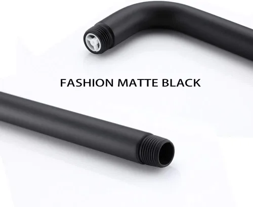 Miniatura 3 de Extensor de brazo de ducha negro mate, brazo de extensión de cabezal de ducha de lluvia de 90 grados con brida, brazos de ducha de 16 pulgadas