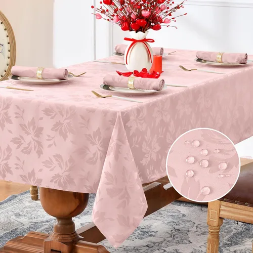 Miniatura 21 de Romanstile Mantel rectangular de jacquard de primavera, impermeable, diseño floral de damasco, manteles decorativos de tela pesada para cenas