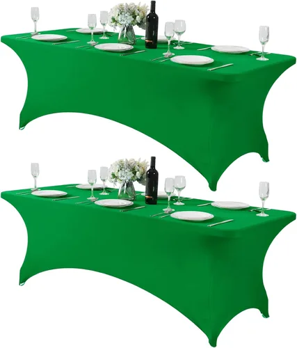 Miniatura 151 de Mantel de elastano para mesas de 4, 6 u 8 pies, mantel elástico universal ajustable para fiestas, banquetes, bodas y eventos - Verde manzana