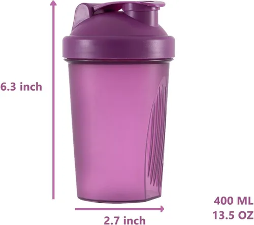 Miniatura 2 de ANNAKIKI Shaker Bottle - Batidos de proteínas y botella agitadora de 16 onzas/13.5 fl oz con bolas batidoras de alambre, libre de plástico BPA