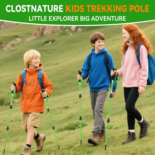 Miniatura 6 de Clostnature Bastones de senderismo para niños, bastones de senderismo plegables y ligeros, paquete de 2 bastones de aluminio para niños