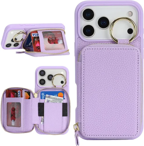 Miniatura 36 de Funda compatible con iPhone Air Wallet con tarjetero para iPhone Air, funda con cremallera y ranura para mujer, 5G de 6.5 pulgadas, color oro rosa