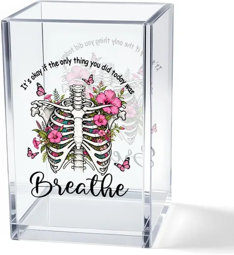 Miniatura 7 de Just Breathe - Paquete de 2 portalápices cosméticos de acrílico, organizador de brochas de maquillaje inspirador, regalos de fe para mujeres