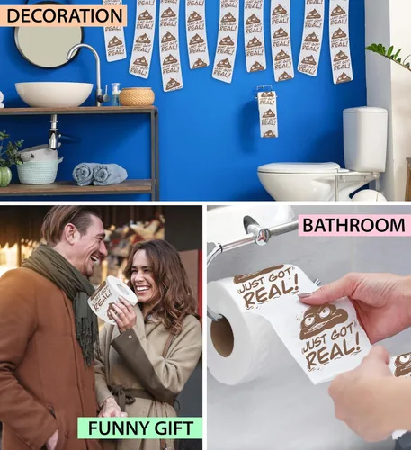 Miniatura 5 de Printed TP Just Got Real - Papel higiénico impreso para regalo, divertido rollo de papel higiénico para broma, sorpresa, decoración de baño, regalo