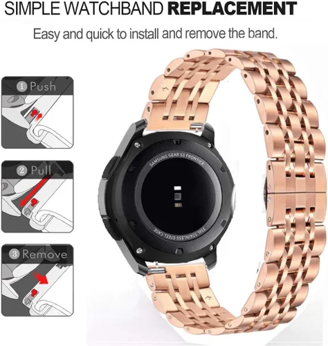 Miniatura 4 de Correa compatible con Samsung Galaxy Watch 6/6 Classic/Galaxy Watch 5/5 Pro / 4/4 Classic / 3 1.614 in / Active 2, correa de repuesto de metal