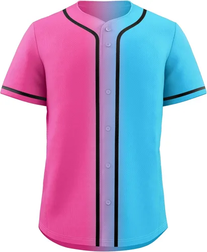 Miniatura 12 de KXK Camiseta de béisbol en blanco para hombre, camisas casuales con botones, manga corta, uniforme deportivo de equipo activo