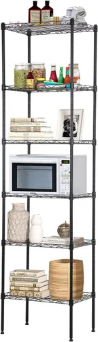 Miniatura 10 de Estantería de 6 alambres ajustable, estante de almacenamiento de metal con patas niveladoras para armario, lavandería, despensa, cocina, garaje