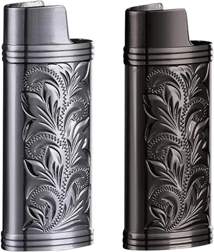Funda para encendedor de metal vintage, diseño floral vintage, funda para encendedor mini J5