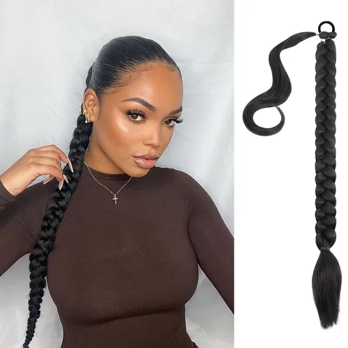 Mebeli Extensiones de cola de caballo trenzadas, extensiones trenzadas, extensiones de cola de caballo largas trenzadas, extensiones de cola de #2