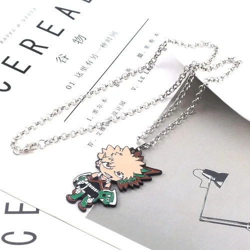 Miniatura 6 de MHA Bakugo Charm Keychain Necklace Set - Anime Characters Deku Todoroki Pendant Necklace - Christmas Cosplay Gifts for Kids Girls Teens Women Men