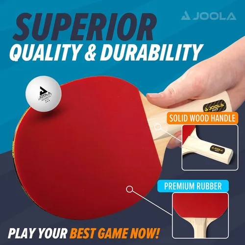 Miniatura 5 de JOOLA Juego Avanzado Premium de Palas de Ping Pong Set de 4 - Palas Profesionales de Tenis de Mesa, 6 Pelotas Avanzadas de Entrenamiento de Ping