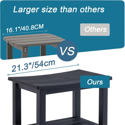 Miniatura 6 de KaimuBench Asiento de ducha HDPS resistente, taburete de ducha impermeable para afeitarse piernas, asiento grande de madera de polietileno con pies