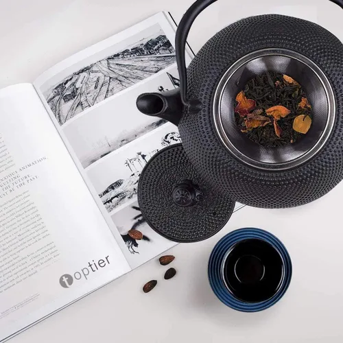 Miniatura 9 de Tetera japonesa de hierro fundido con infusor de acero inoxidable para té de hojas sueltas y bolsitas de té, hervidor de té de hierro fundido, apto
