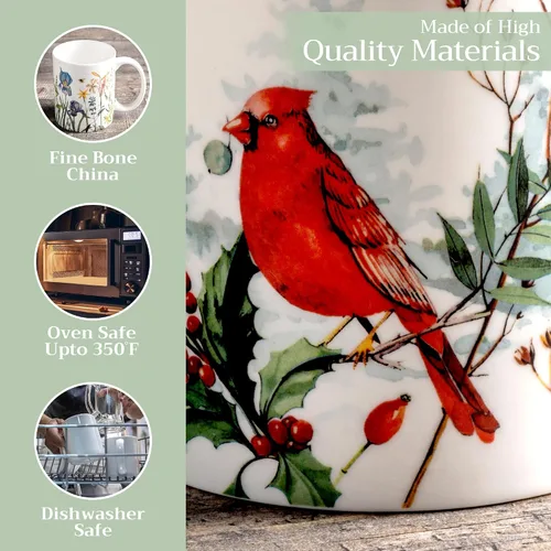 Miniatura 3 de Maison d' Hermine Taza de café con asas, tazas de porcelana fina de hueso, paquete de dos tazas de té para bebidas calientes, capuchino, latte, 015