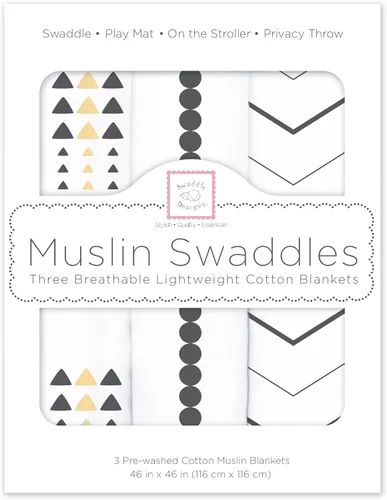 SwaddleDesigns Mantas de muselina de algodón para bebé, niño y niña, mantas neutras para recién nacido, registro de bebé y regalo, 46 x 46 pulgadas,