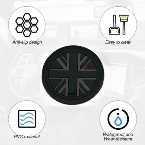 Miniatura 4 de Mini F55 F56 Posavasos para Coche, Juego de 3 Posavasos Antideslizantes Caja de Almacenamiento Alfombrilla de Silicona Antiimpacto para Portavasos