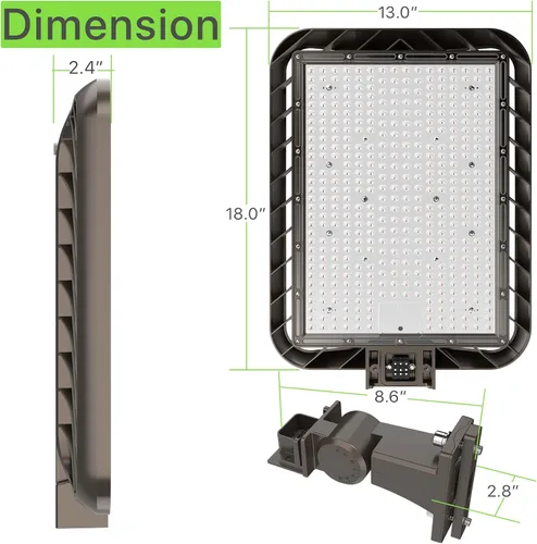 Miniatura 8 de Glitgate Luz LED de estacionamiento de 300 W, 45000 lm, 5000 K, brazo ajustable, luz de calle con sensor de fotocélula del atardecer al amanecer