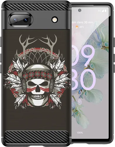 Miniatura 22 de CasesOnDeck Black TPU Case Compatible with Google Pixel 6A (2022) / Pixel 6A Case Slim Minimalistic Flexible Textured Cover -Bass Fishing