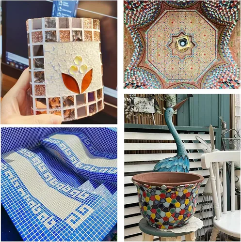 Miniatura 5 de Azulejos de mosaico azul claro, forma de gotas de lluvia, mosaico para manualidades a granel, 50 piezas de forma de lágrima, mosaico, azulejos