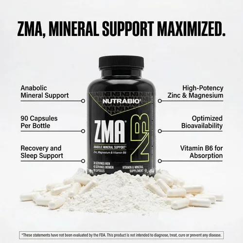 Miniatura 6 de NutraBio ZMA Suplementos para hombres y mujeres - Suplementos de zinc y magnesio para apoyar los niveles hormonales - Dormir - Recuperación muscular
