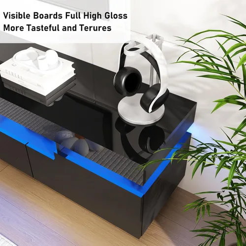 Miniatura 5 de Uspeedy Soporte de TV blanco de 70 pulgadas para TV de 75/80 pulgadas, moderno soporte de TV LED para sala de estar, centro de entretenimiento
