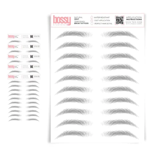 Miniatura 59 de 5 paquetes de tatuajes temporales para cejas, adhesivos impermeables para cejas, tatuajes falsos para el cabello tipo pelar de transferencia