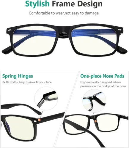 Miniatura 3 de Eyekepper - Paquete de 2 lentes anti luz azul para hombres, lentes bloqueadores de luz azul para computadora, anti fatiga visual, color negro