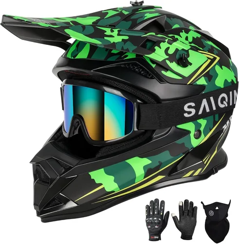 SPARK - Casco de motocross para adultos, casco para bicicleta todoterreno, motocicleta de cara completa, bicicleta de montaña, E-Bike, BMX, MX, ATV,