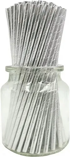 Miniatura 10 de Pajitas biodegradables de papel a rayas rojas de 7.75 pulgadas, caja de 100 popotes ecológicos de Navidad rojos y blancos perfectos para beber
