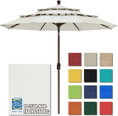 Miniatura 43 de EliteShade USA Sombrilla de Mercado de 10 Años Sin Decoloración de 9 Pies 3 Niveles Sombrilla de Patio Sombrilla de Mesa para Exteriores con Beige