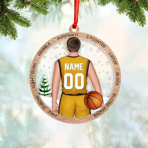 Miniatura 4 de Adorno Personalizado de Baloncesto 2025 - Adorno de Jugador de Baloncesto - Adornos de Árbol de Navidad de Baloncesto - Regalos de Jugador de Bkb 5