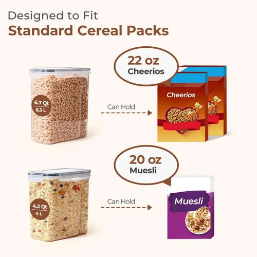 Miniatura 2 de ComSaf Juego de recipientes de cereales (6L/4 pulgadas x 2), recipientes herméticos para almacenamiento de alimentos para mascotas, dispensador