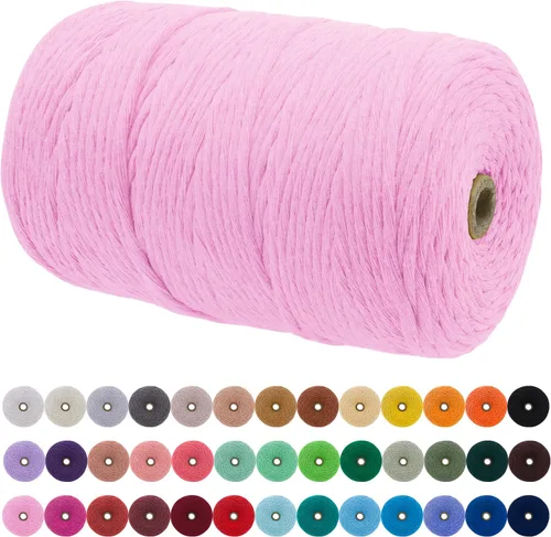 Miniatura 62 de JeogYong Cordón de macramé de un solo hilo 2mm x 164 yardas (492 pies) Cuerda de algodón suave, hilo de macramé 2 mm, suministros de macramé