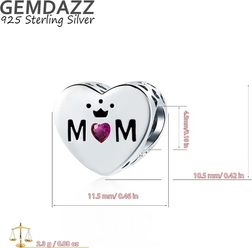 Miniatura 5 de GEMDAZZ Juego de 2 piezas de paleta de artista y pinceles de pintura y dije de amor reina mamá en plata de ley 925, regalo para abuelaesposa, Plata