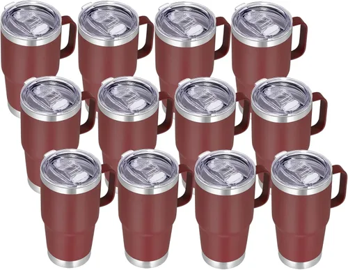 Miniatura 16 de VEGOND - Vaso de viaje de 20 oz con asa, tapa con cierre y popote, de acero inoxidable, aislante, taza de café, a prueba de derrames, de doble Verde
