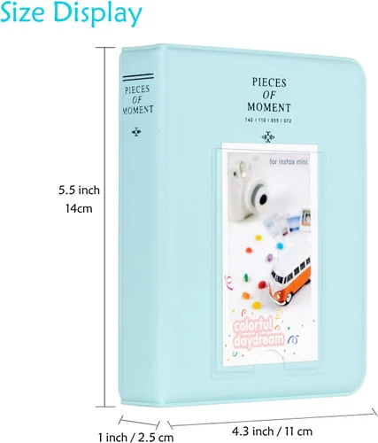 Miniatura 2 de Ablus - Álbum de fotos con 64 bolsillos para fotos instantáneas de cámaras Fujifilm Instax Mini 7s 8 8+ 9 25 26 50s 70 90 y letrero, pequeño Azul