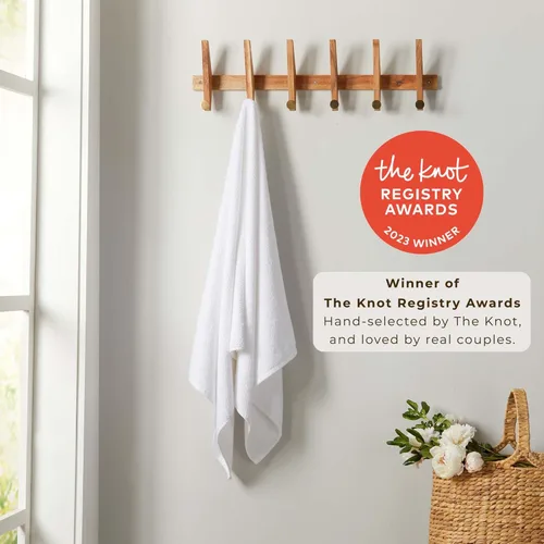 Miniatura 3 de Great Bay Home Toalla de baño blanca – Toalla de baño de gran tamaño 100% algodón de 68 x 35 pulgadas – Absorbente, de secado rápido, toalla de baño
