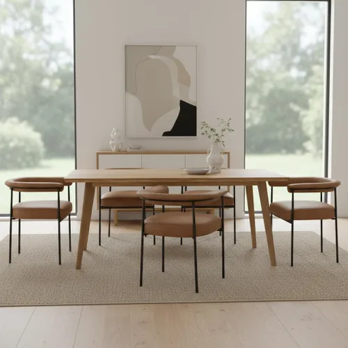 Miniatura 13 de LukeAlon Juego de 2 sillas de comedor de piel sintética, silla de cocina tapizada con respaldo abierto con patas de metal negro, respaldo curvado