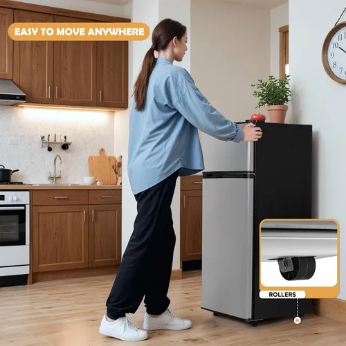 Miniatura 6 de Manastin - Minirefrigerador de 4.4 pies cúbicos con congelador, refrigerador pequeño con 2 puertas para oficina, cocina, dormitorio y recámara